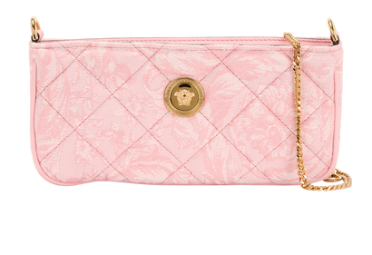 Jacquard Baroque Quilted Medusa Zip Crossbody, &pound;320, Handbags, Pink, Fabric, Front view